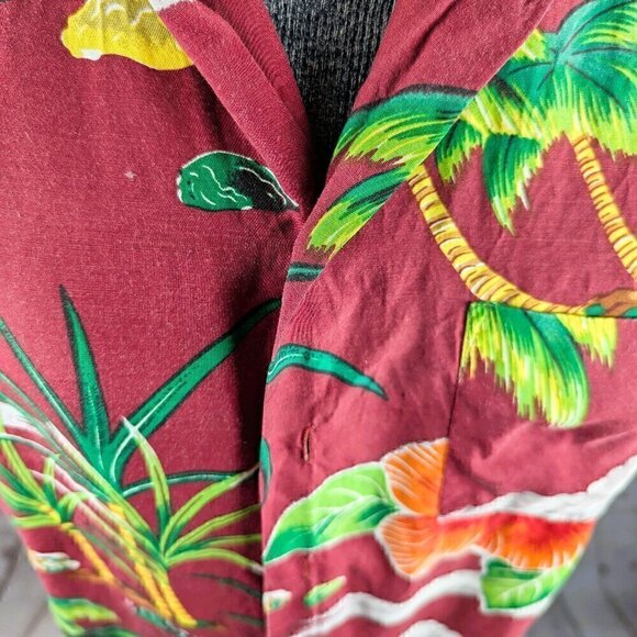Vintage Kennington Ltd Red/Green Hawaiian Shirt M - Picture 2 of 11